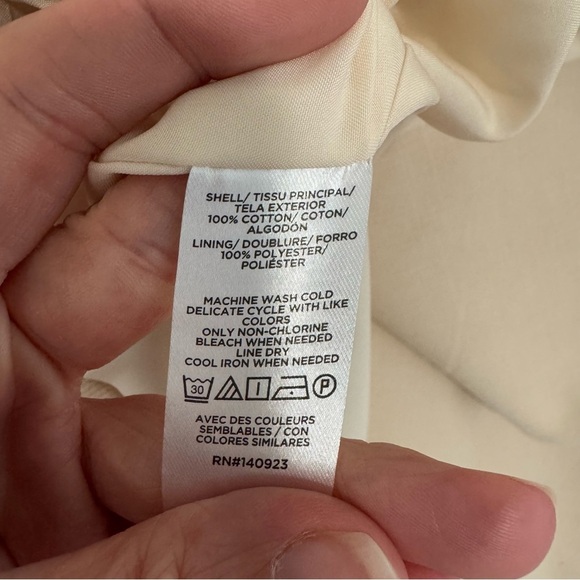 LOFT NWT Cream Faux Denim Double Breasted Blazer - Picture 5 of 7